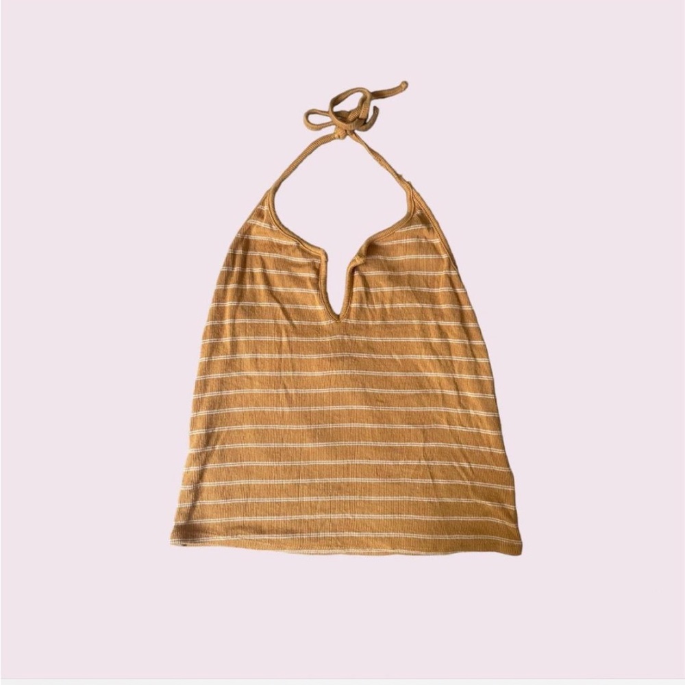 Women’s Golden Striped Adjustable Tie Halter Cami - from Urban Outfitters